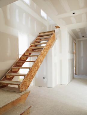 stairway drywall ready for finishing